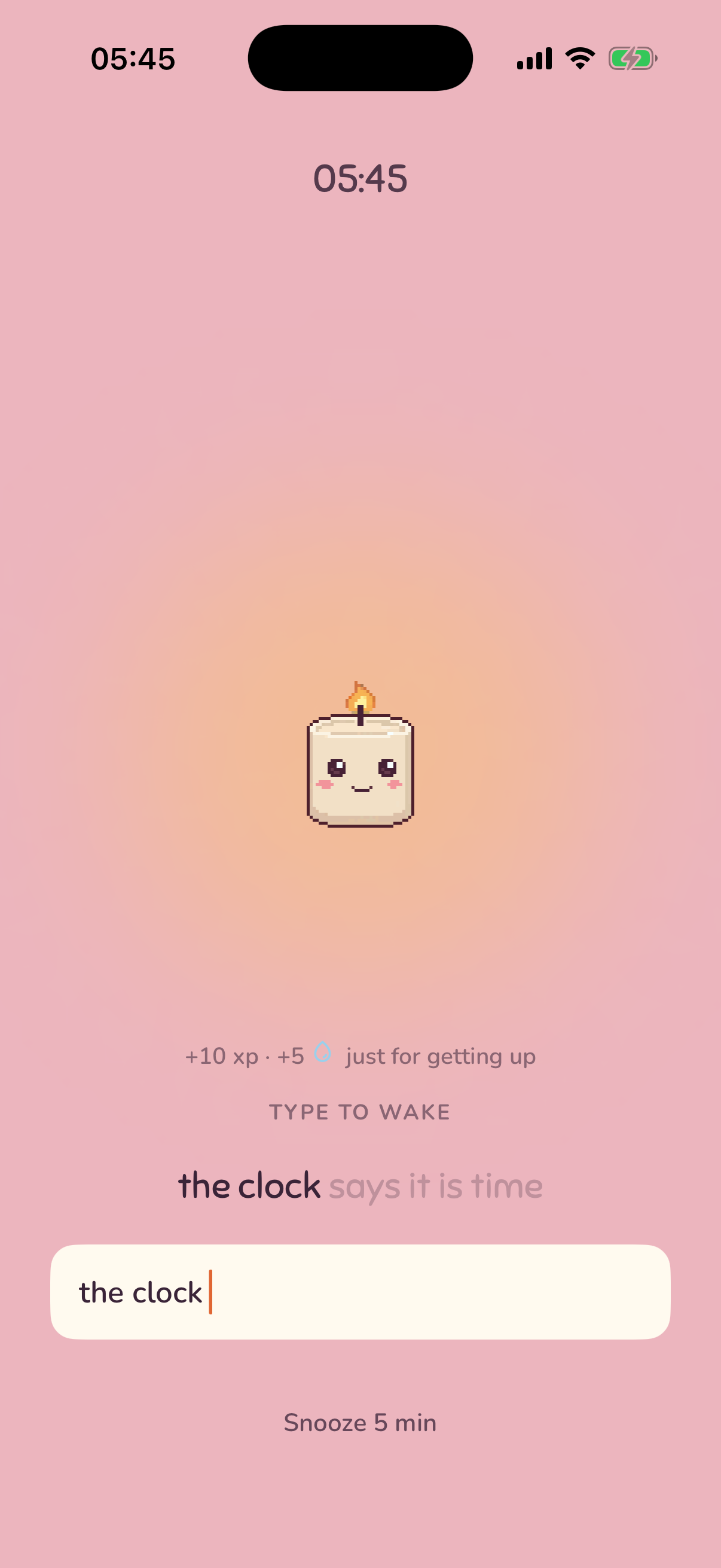 Dawnling alarm ringing with type-to-wake