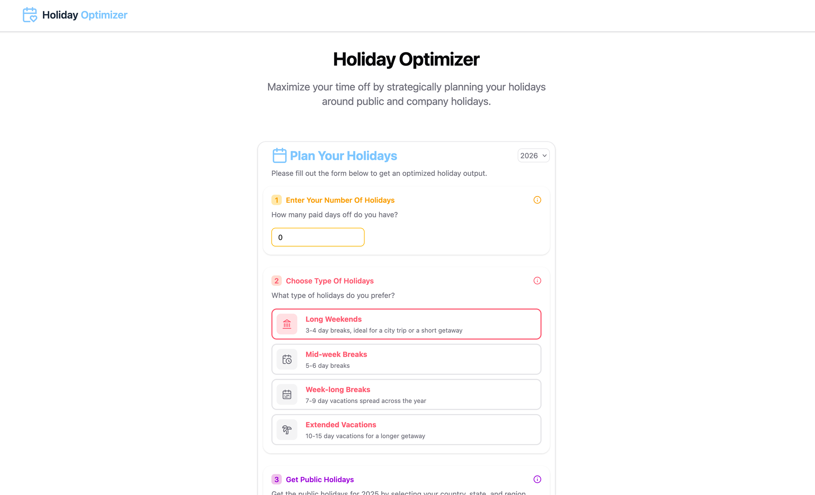 Holiday Optimizer