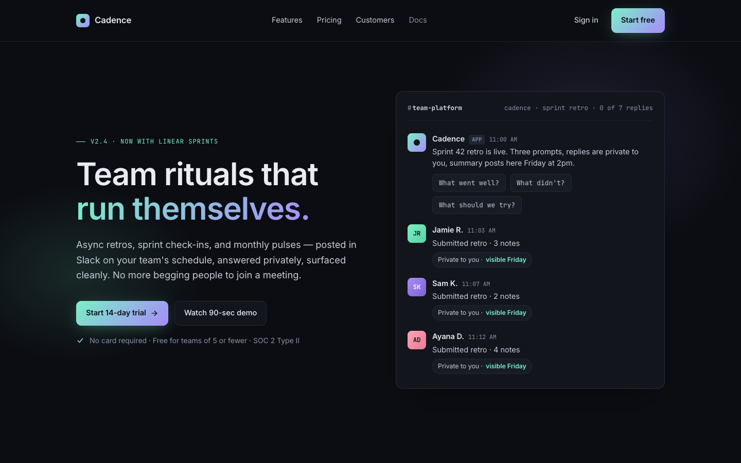 Cadence — design study hero